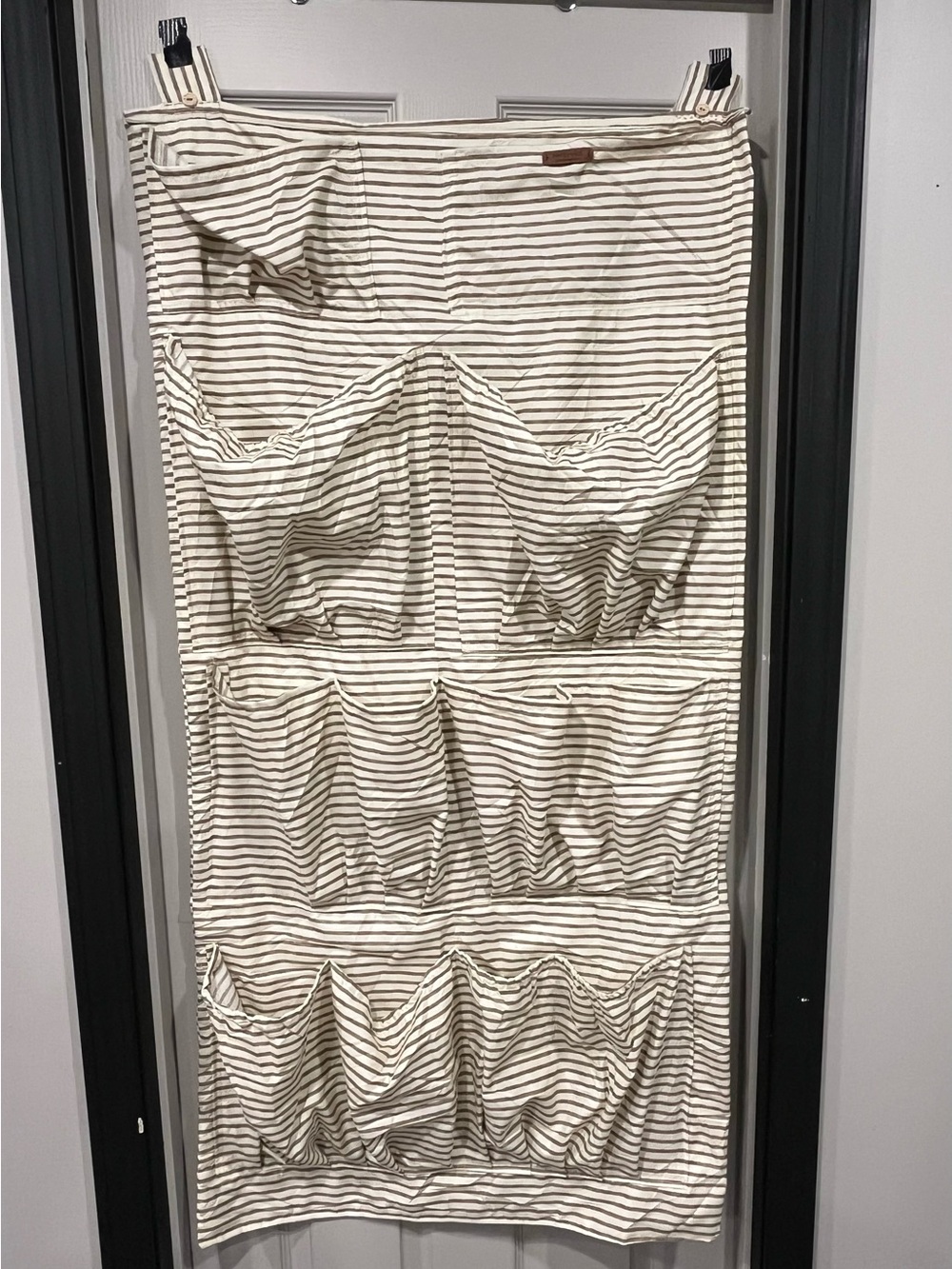 Handmade Striped Hanging Wall Organizer - Over Door Storage 12 Pocket